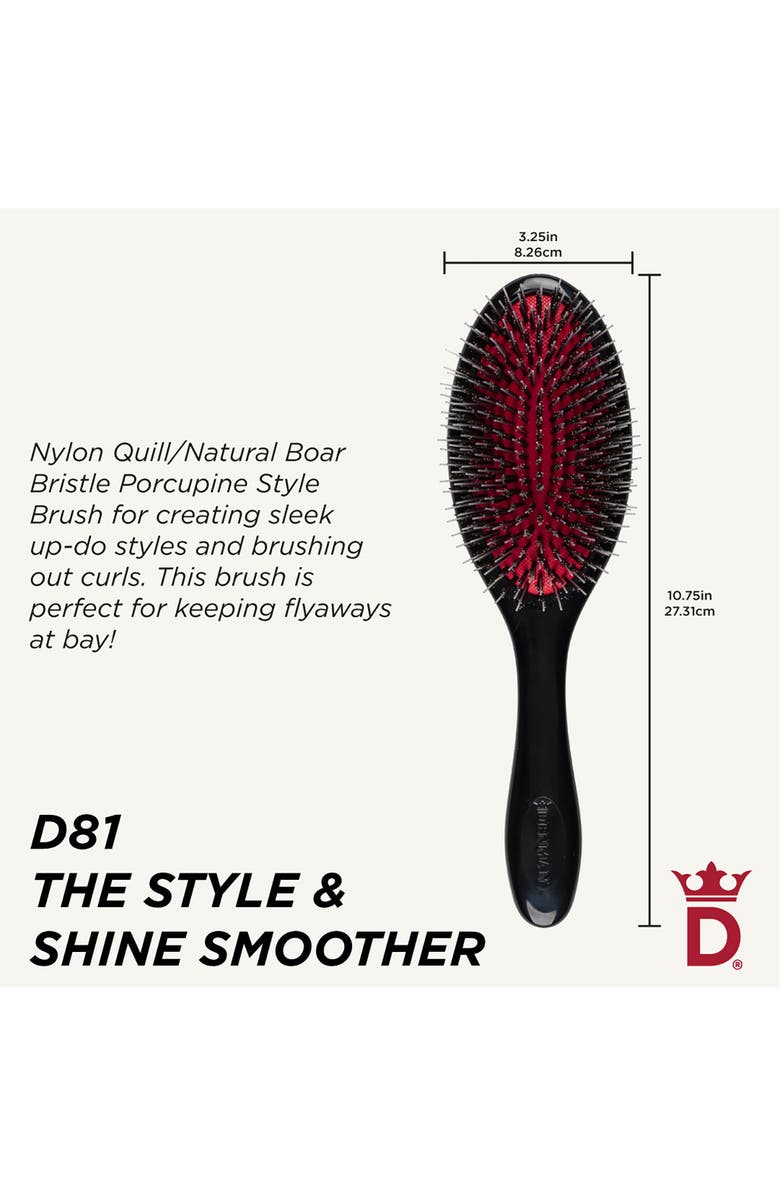 DENMAN D81M Medium Style & Shine Nylon & Natural Boar Bristle Finishing Brush, Alternate, color, Boar Bristles Black