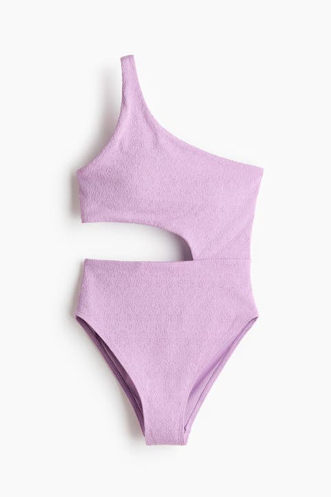 Padded-cup High Leg One-shoulder Swimsuit