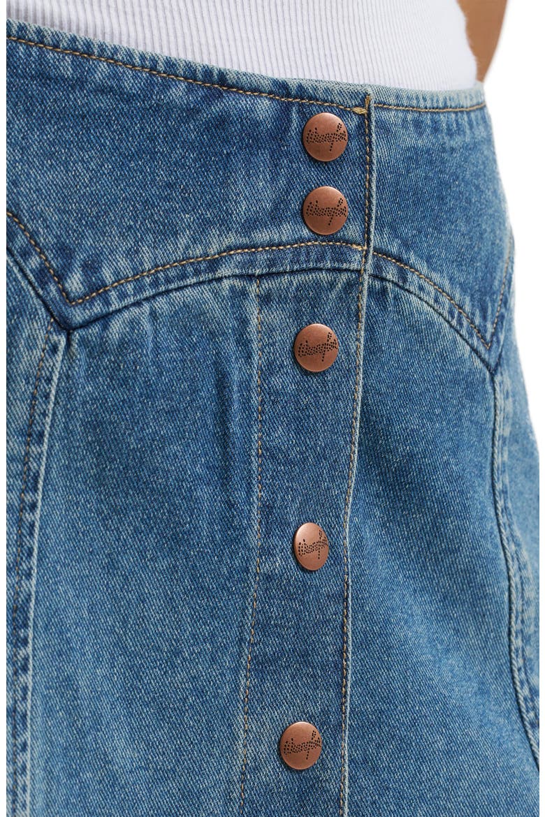 Paneled Cotton Denim Miniskirt, Alternate, color, WORN LEGACY