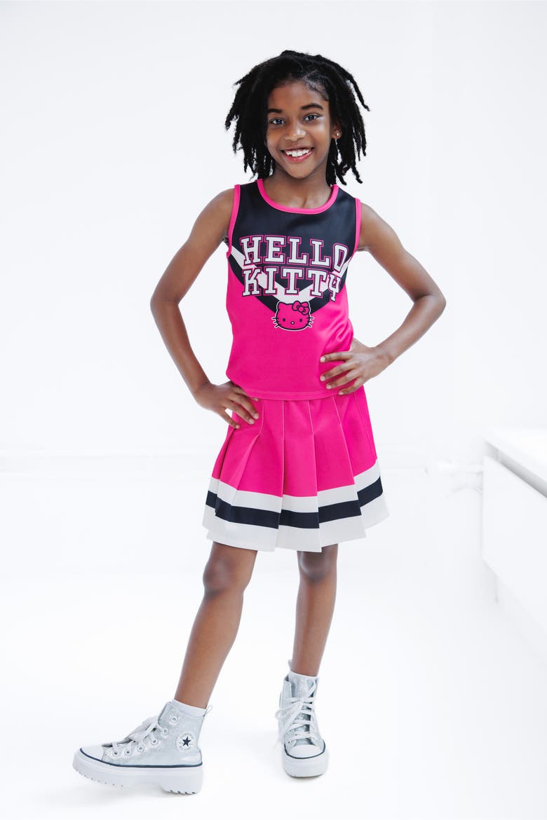 Cheerleader Tank Top and Pleated Skirt Set, Alternate, color, Hello Kitty Pink Black