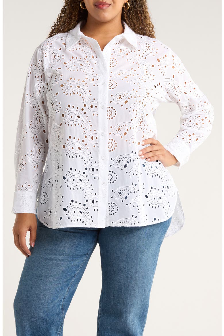 The Anglaise Stretch Poplin Shirt, Main, color, WHITE