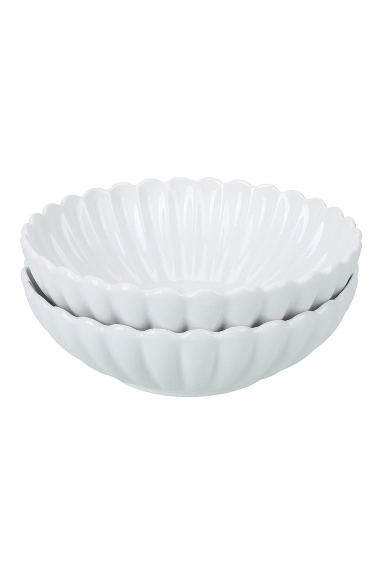 Set of 2 Petal Serving Bowls, Main, color, WHITE