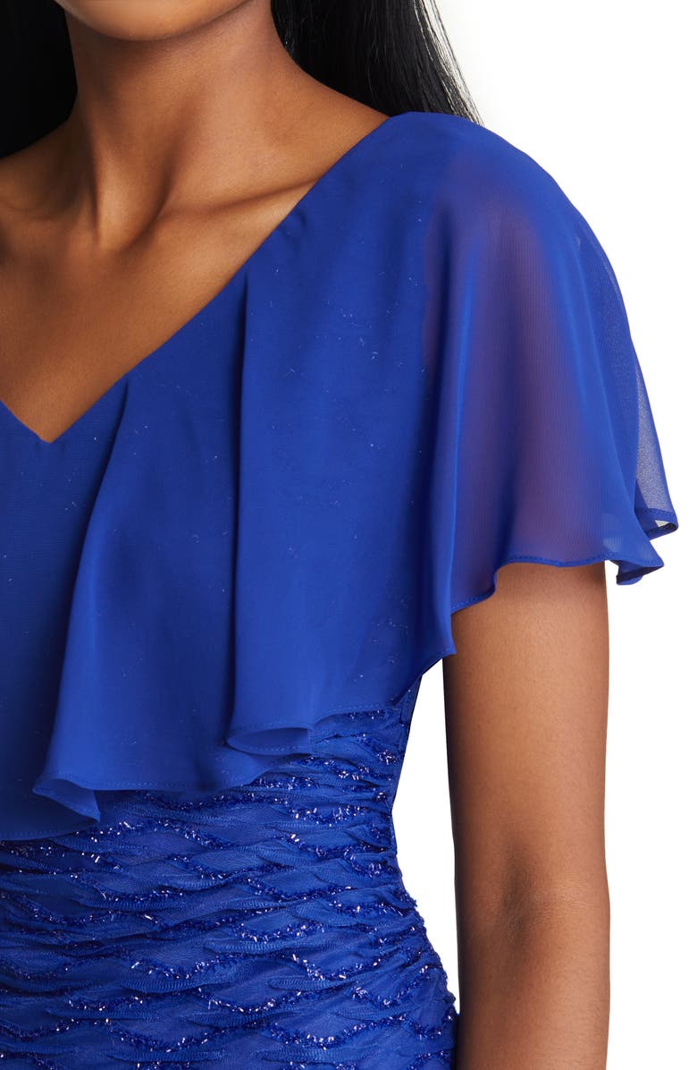 Connected Apparel Chiffon Cape Sheath Dress, Alternate, color, 