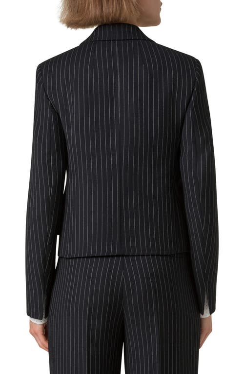Akris Adele Pinstripe Double-breasted Short Jacket In Black-cream