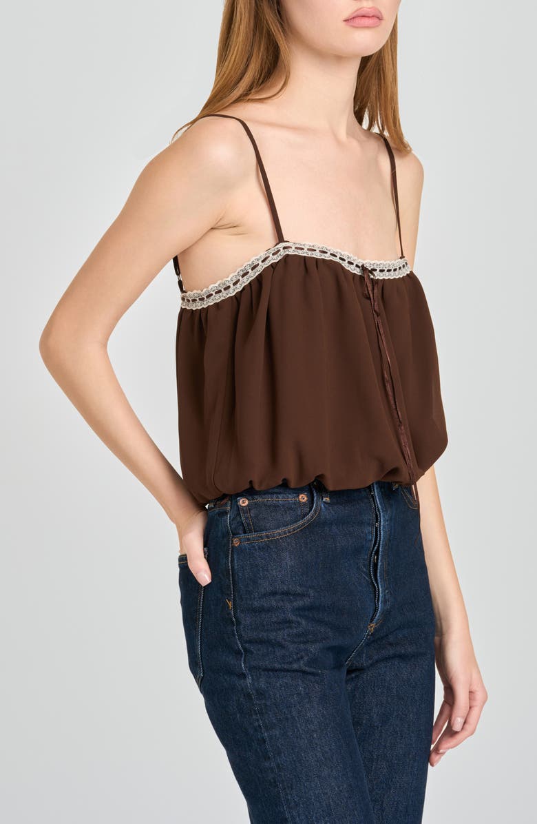 WAYF Jasmine Bubble Hem Camisole, Alternate, color, Chocolate