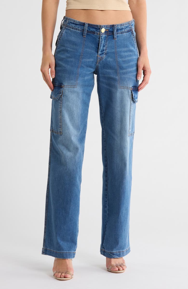 True Religion Straight Leg Cargo Jeans, Main, color, Medium Tide Wash