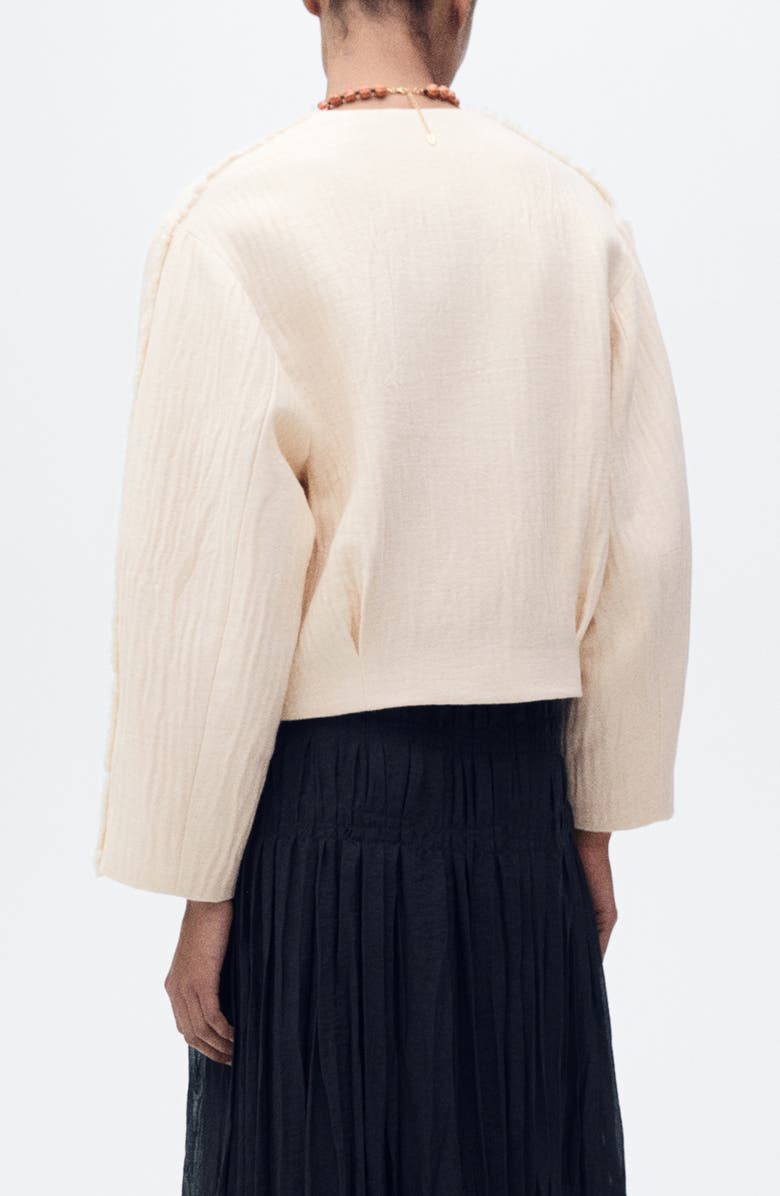 MANGO Oversize Fringe Cotton Jacket, Alternate, color, Sand