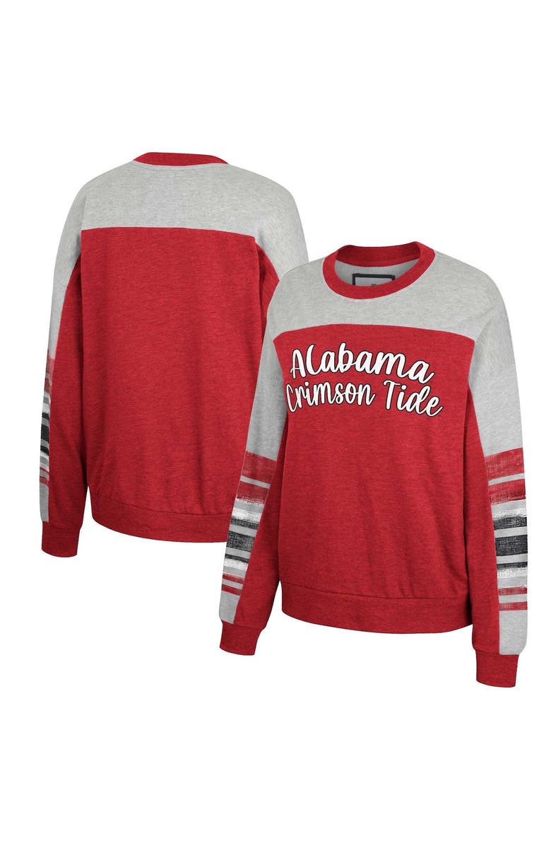 COLOSSEUM Women's Colosseum Crimson/Heather Gray Alabama Crimson Tide Baby Talk Pullover Sweatshirt, Main, color,