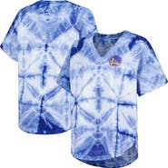 G-III 4HER BY CARL BANKS Women's G-III 4Her by Carl Banks Royal Golden State Warriors Tournament Raglan Oversized Tie-Dye V-Neck T-Shirt