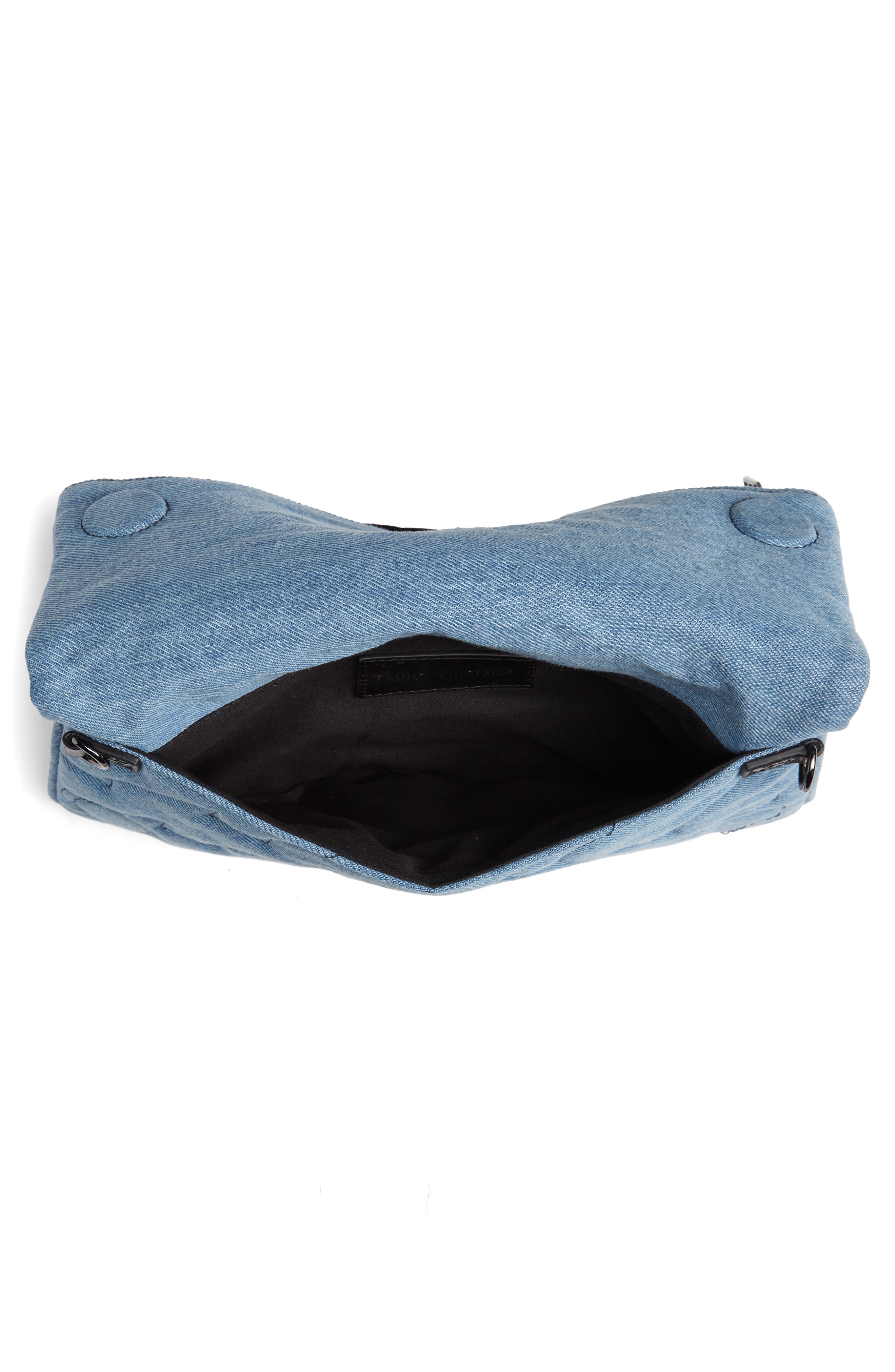 Zadig & Voltaire Small Rocky Quilted Denim Shoulder Bag, Alternate, color, 