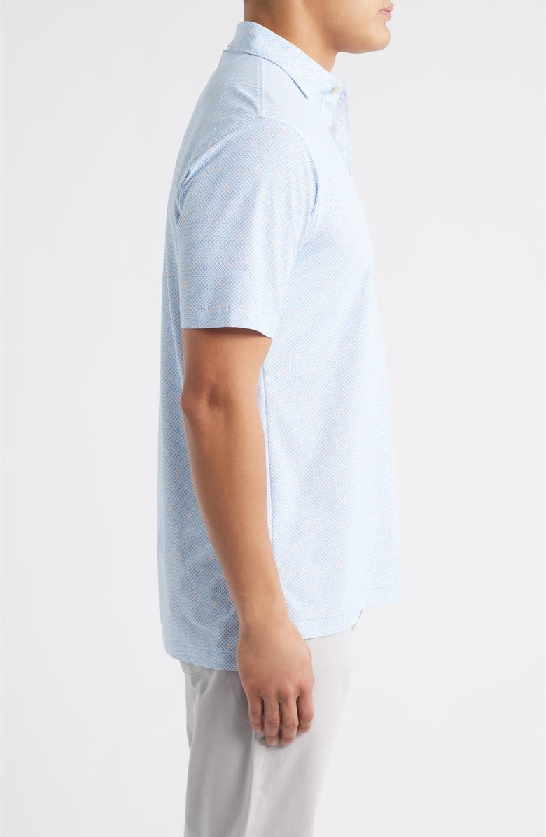 Peter Millar Santiago Geo Print Performance Piqué Golf Polo, Alternate, color, White / Bluebird