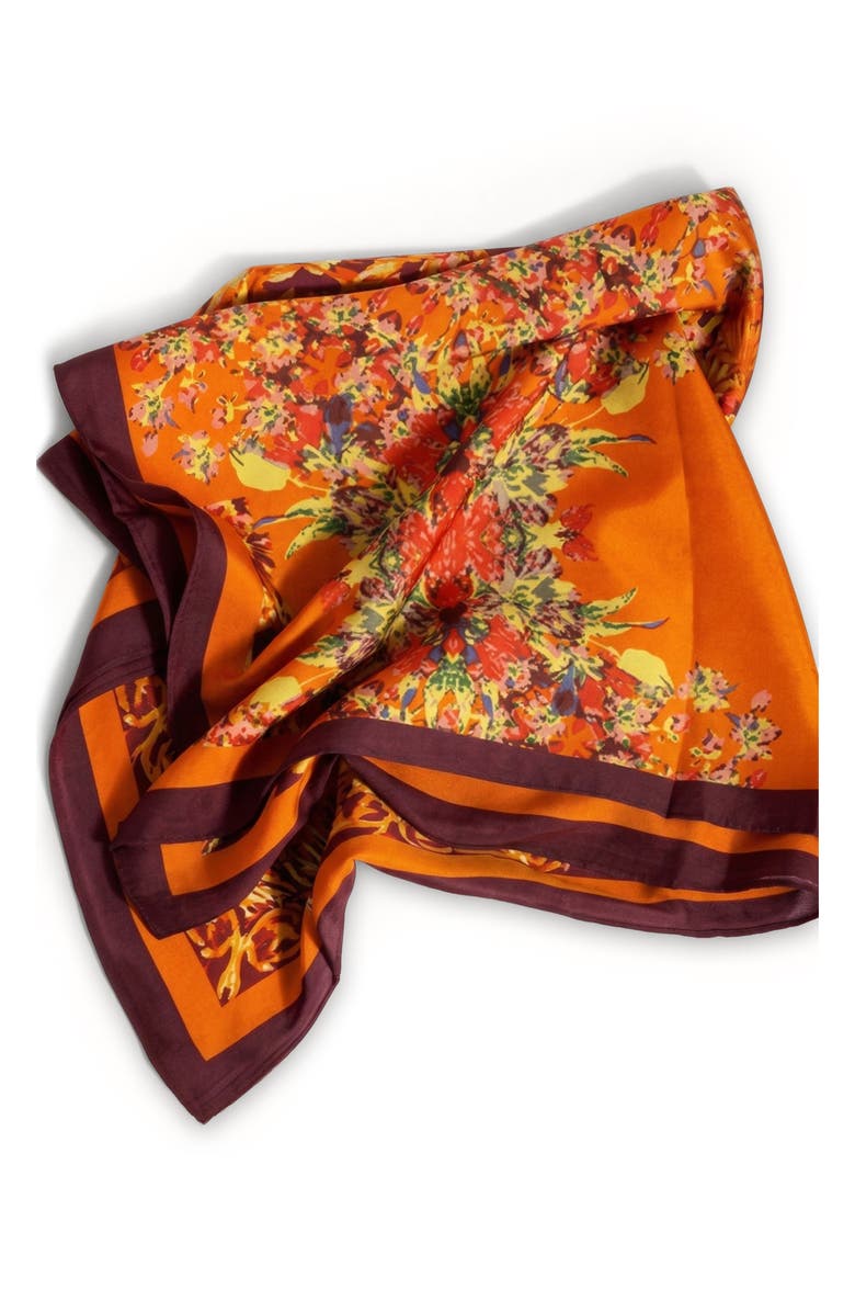 SAACHI Bloom Border Square Scarf, Alternate, color, Orange