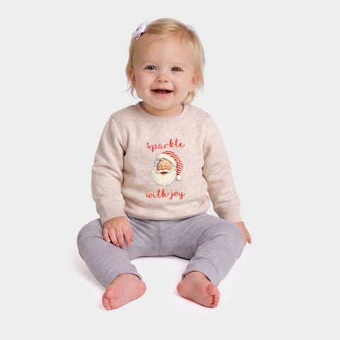 Sparkle With Joy Santa Crew Fleece Sweatshirt Baby