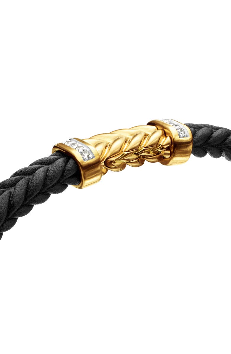 David Yurman Chevron Bracelet in Black Rubber with 18K Yellow Gold & Diamonds, Alternate, color,