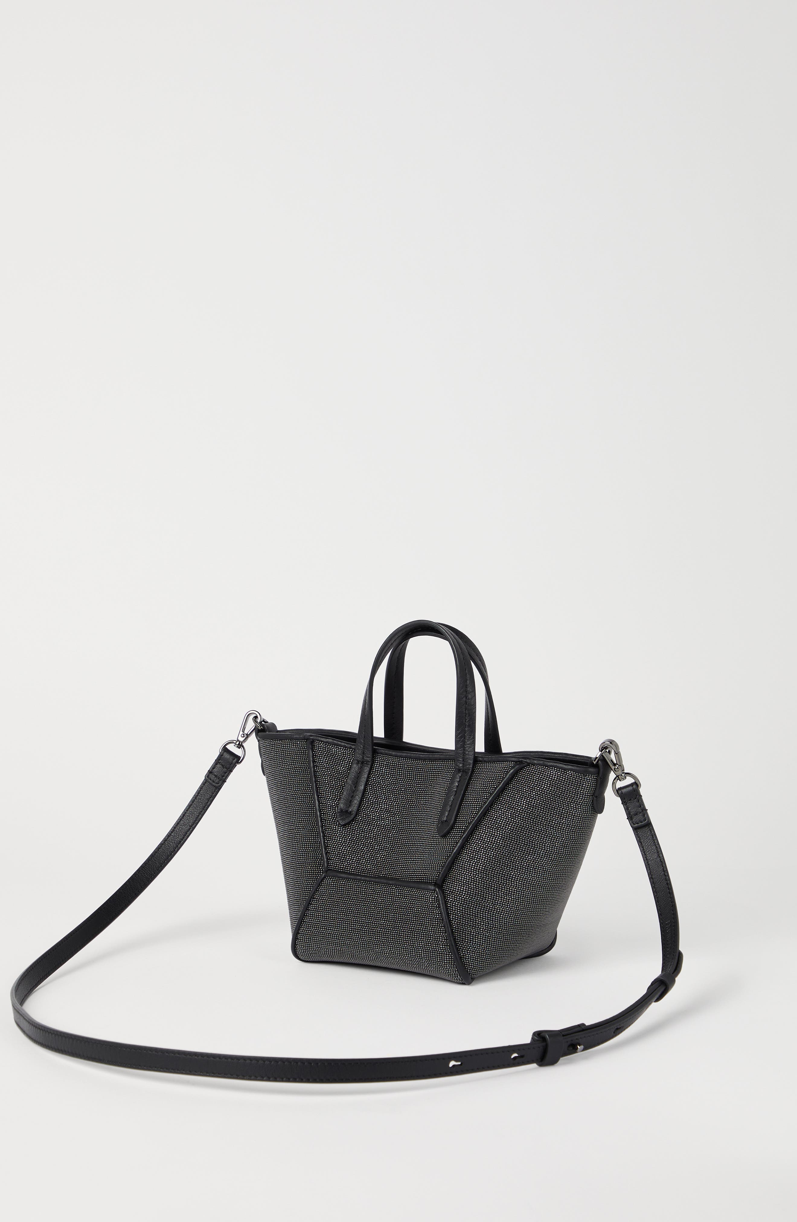 Brunello Cucinelli Precious BC Duo mini bag, Alternate, color, Black