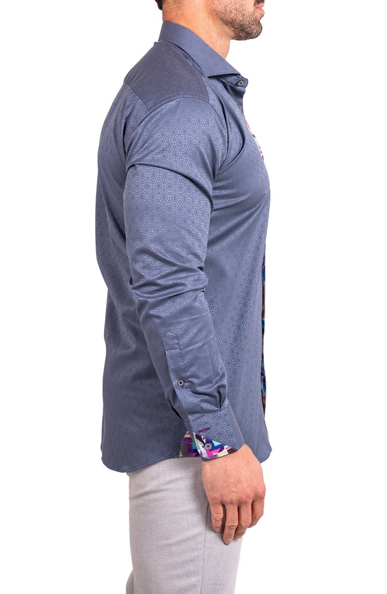 Maceoo Einstein Ascension0080 Grey Geo Floral Cotton Button-Up Shirt, Alternate, color, Grey