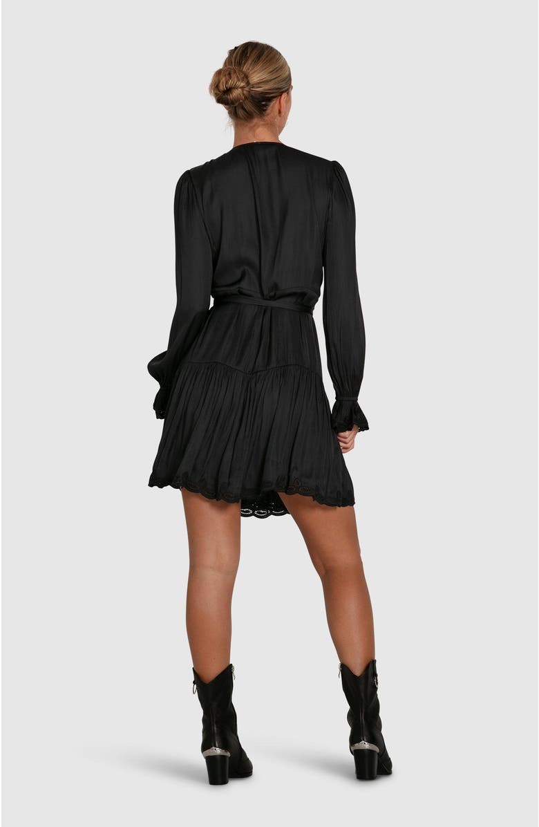 Belle & Bloom Wild Flower Embroidered Wrap Dress, Alternate, color, Black