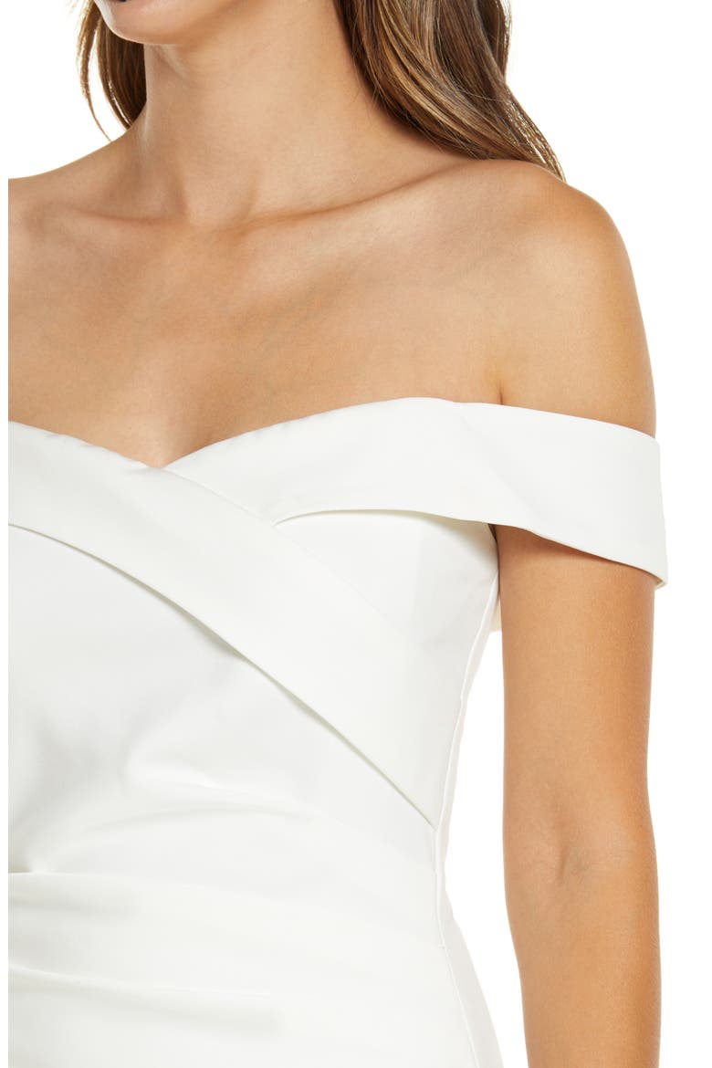 Off the Shoulder Wrap Look Minidress, Alternate, color, WHITE