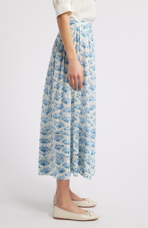 Doen Dôen Marcie Floral Organic Cotton Maxi Skirt In Bleu Rosier Floral