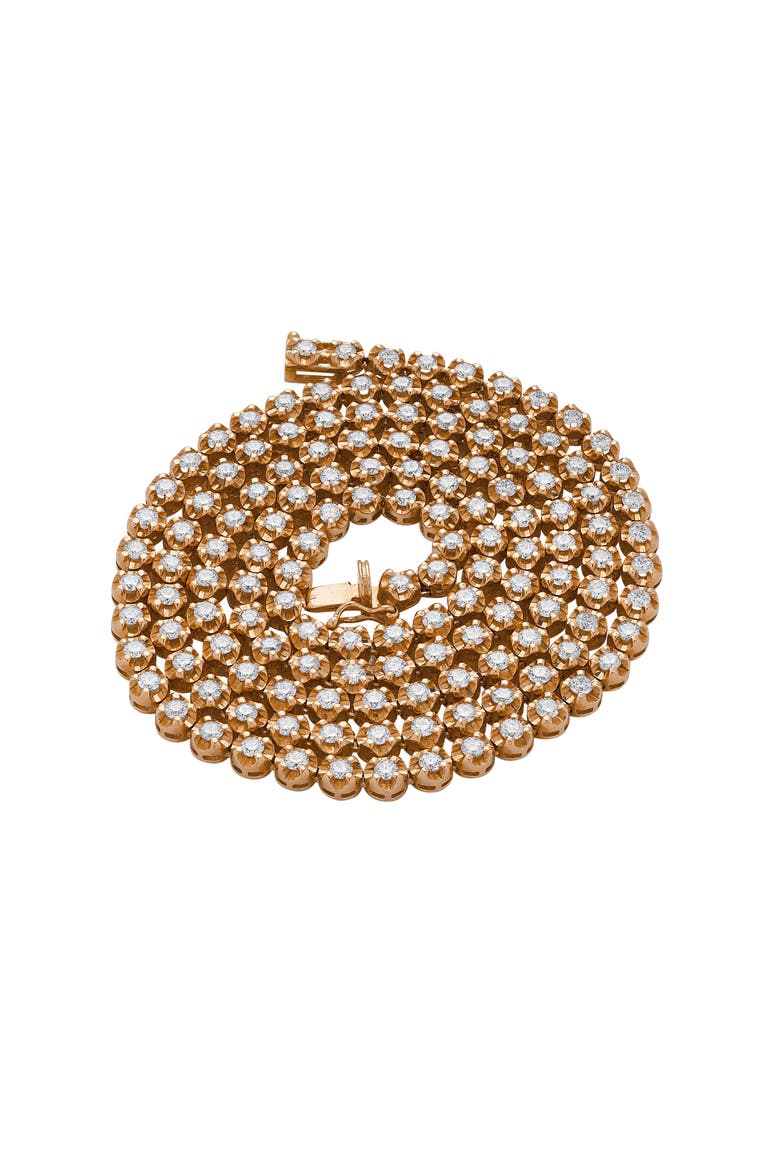 LMJ 14K Rose Gold Diamond Tennis Chain - 7.3 Carats, Alternate, color, 14K Rose Gold