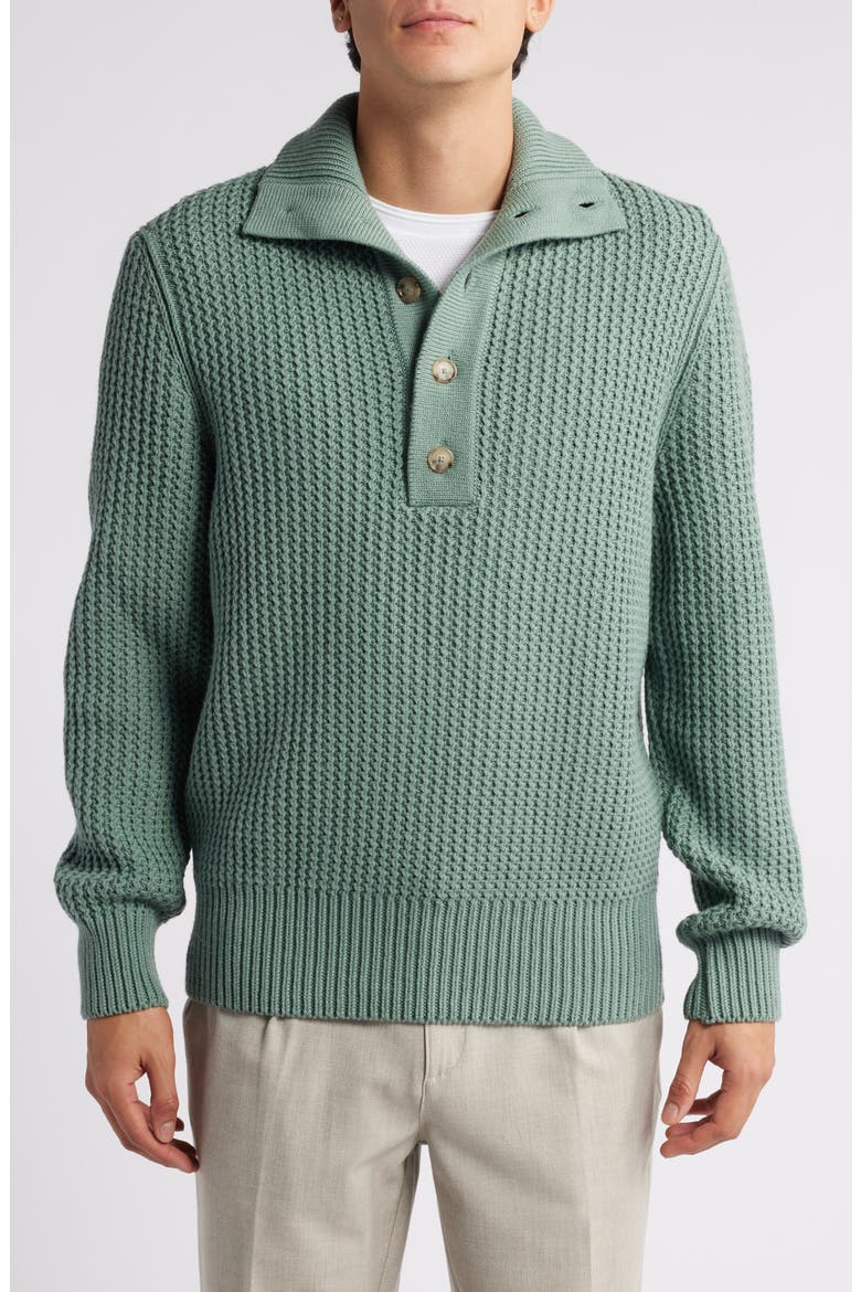 Exmaimo Half Button Virgin Wool Sweater, Main, color, LIGHT GREEN