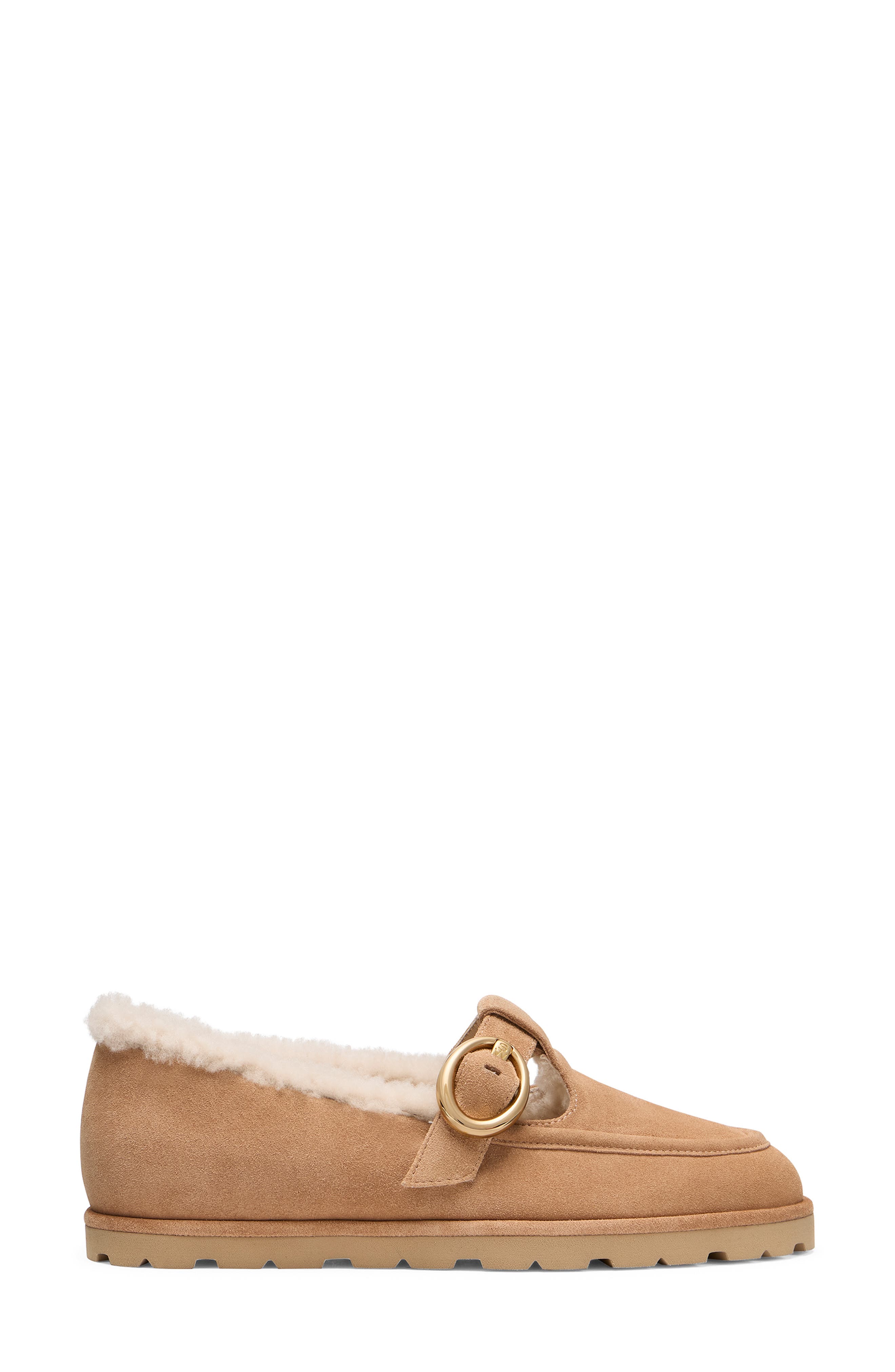 Stuart Weitzman Dakota Genuine Shearling Mary Jane Flat, Alternate, color, New Camel/ Natural