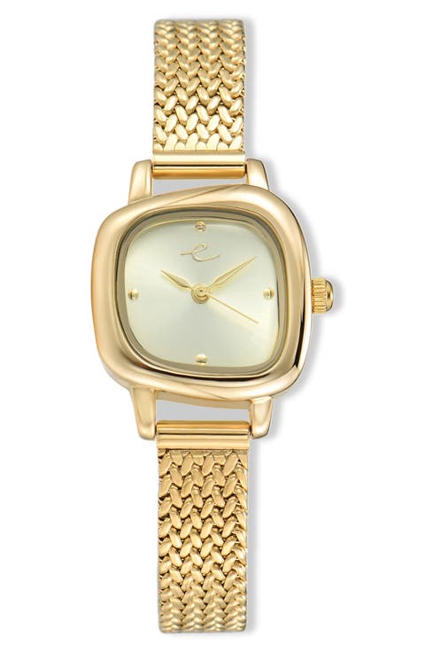 Wavy Case Mesh Strap Watch