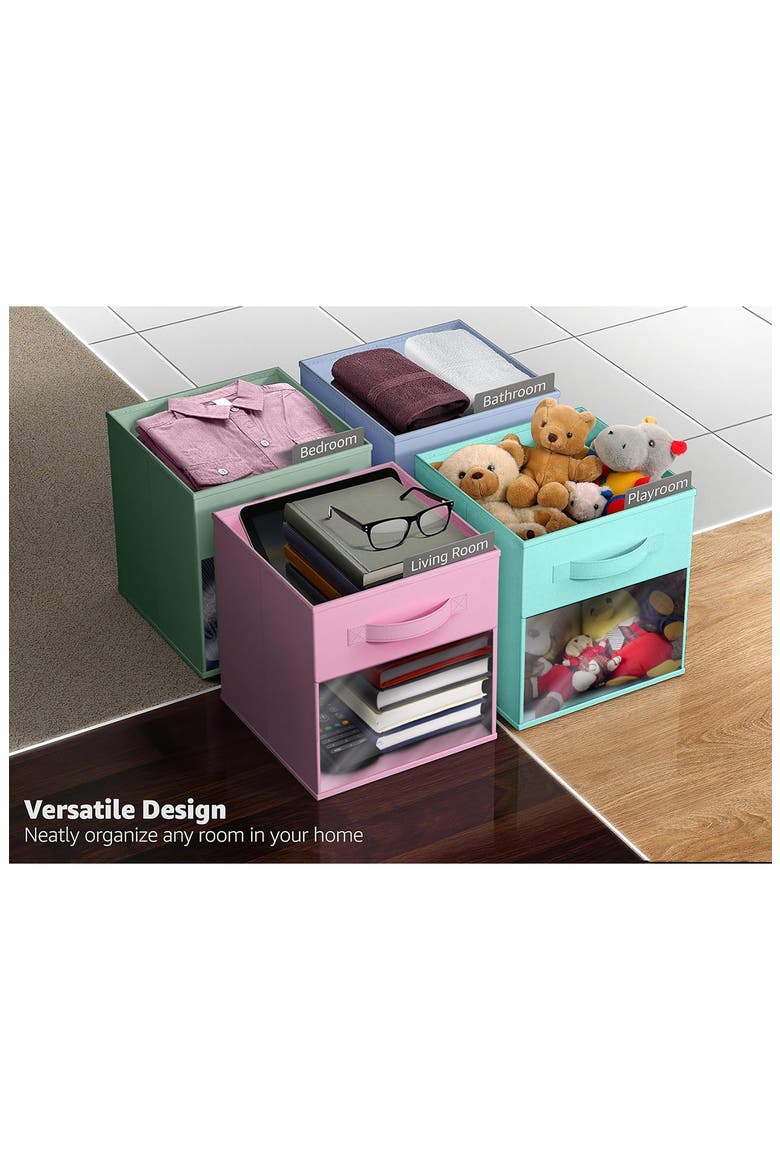 6-Pack Window Collapsible Storage Bins, Alternate, color, PASTEL MULTI COLOR