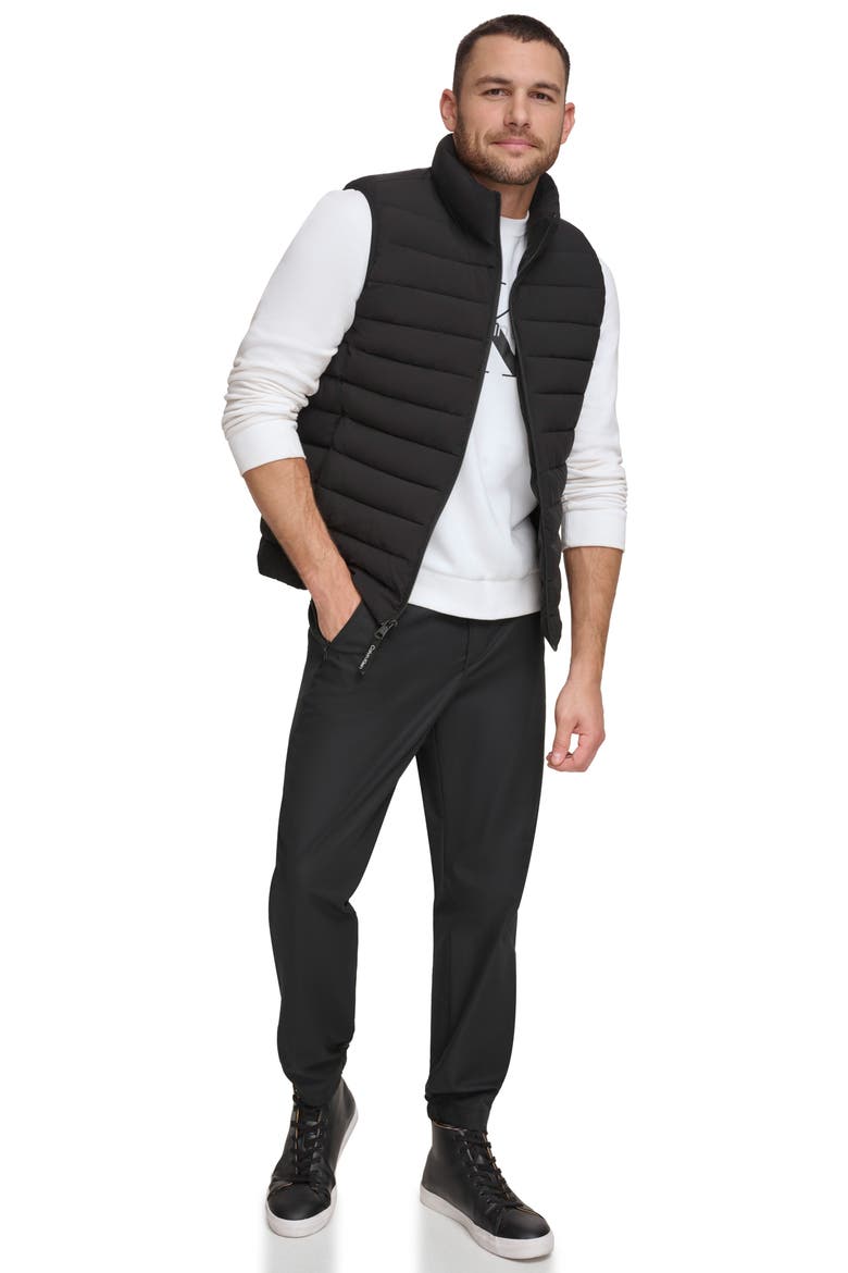 Stretch Water Resistant Puffer Vest, Alternate, color, EBONY