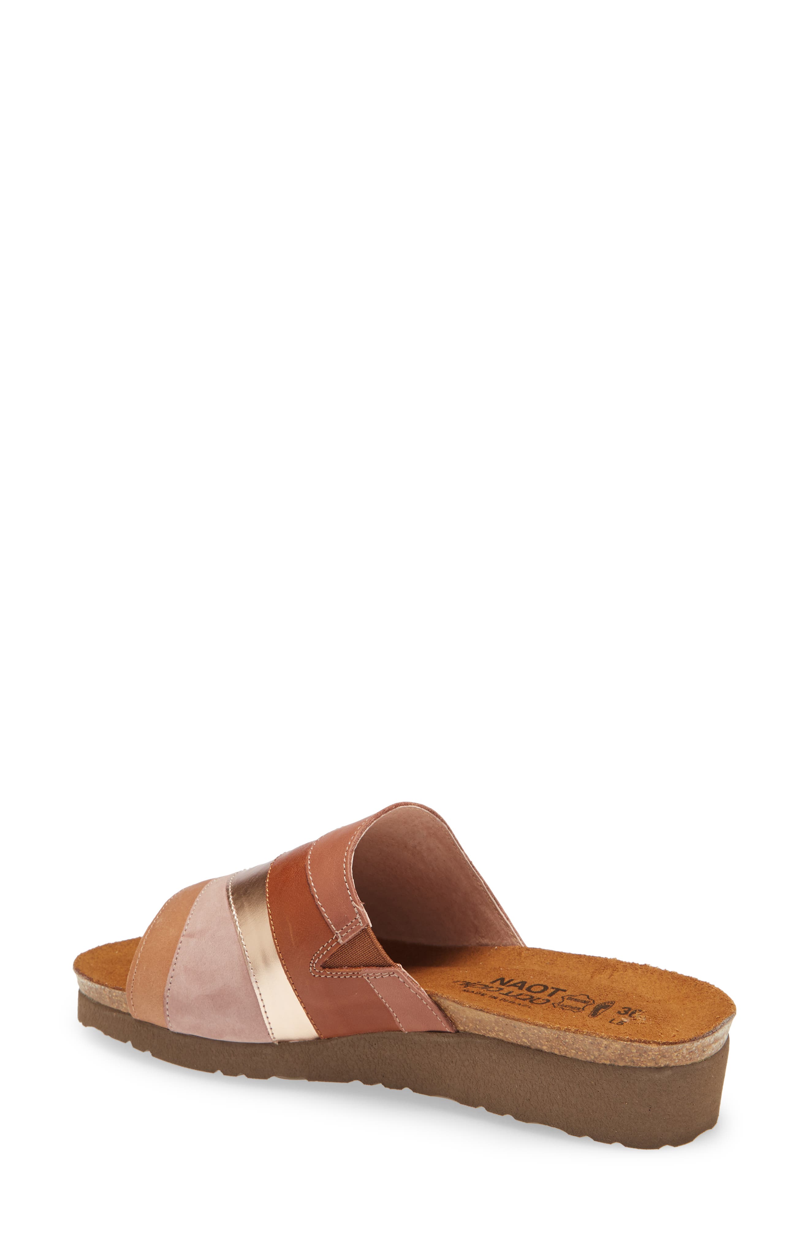 Portia Slide Sandal, Alternate, color, MOCHA ROSE/ ROSE GOLD LEATHER