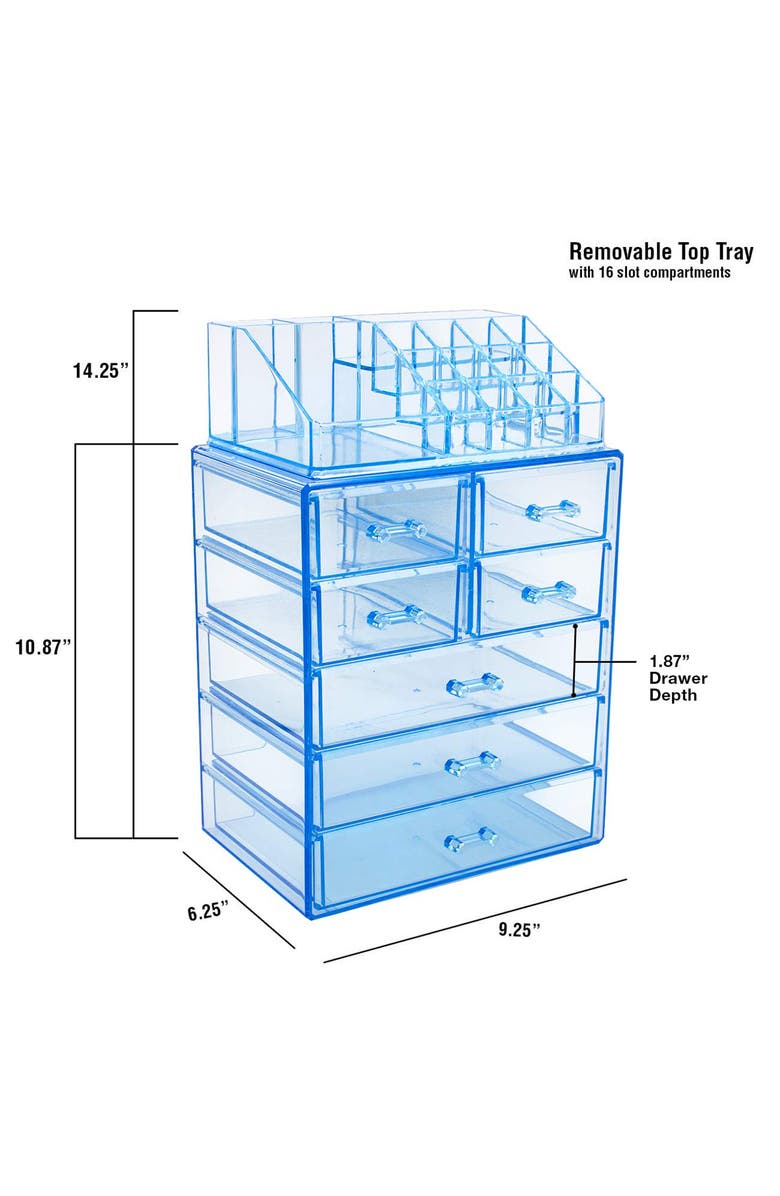 SORBUS Blue Makeup Storage Case, Alternate, color, Blue