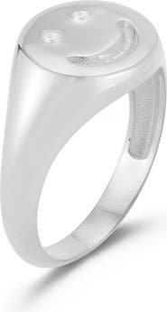 SPHERA MILANO Sterling Silver & CZ Smiley Face Ring