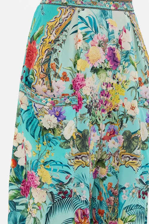 Camilla Wide Leg Trouser With Front Pockets Gardens Of Queluz In Multi