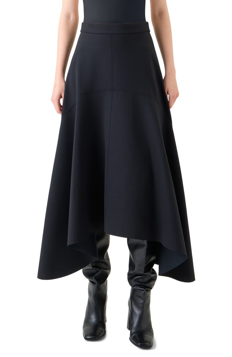 Akris punto Handkerchief Hem Knit Skirt, Main, color, Black