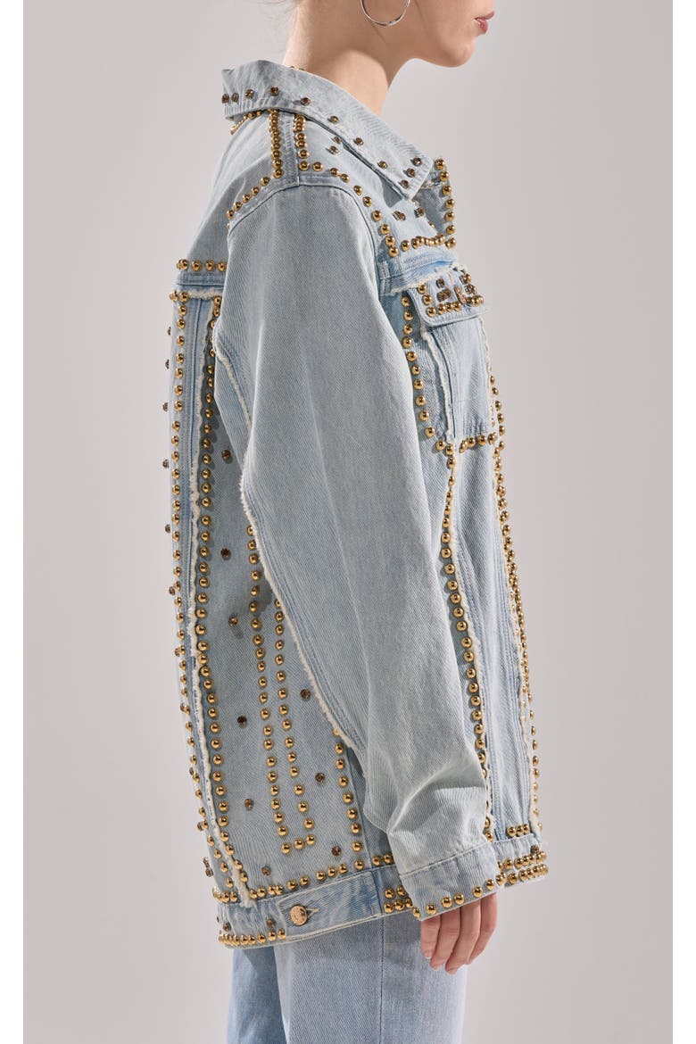 SABLE-DENIM STUDDED JACKET - DENIM / S / DENIM, Alternate, color, DENIM
