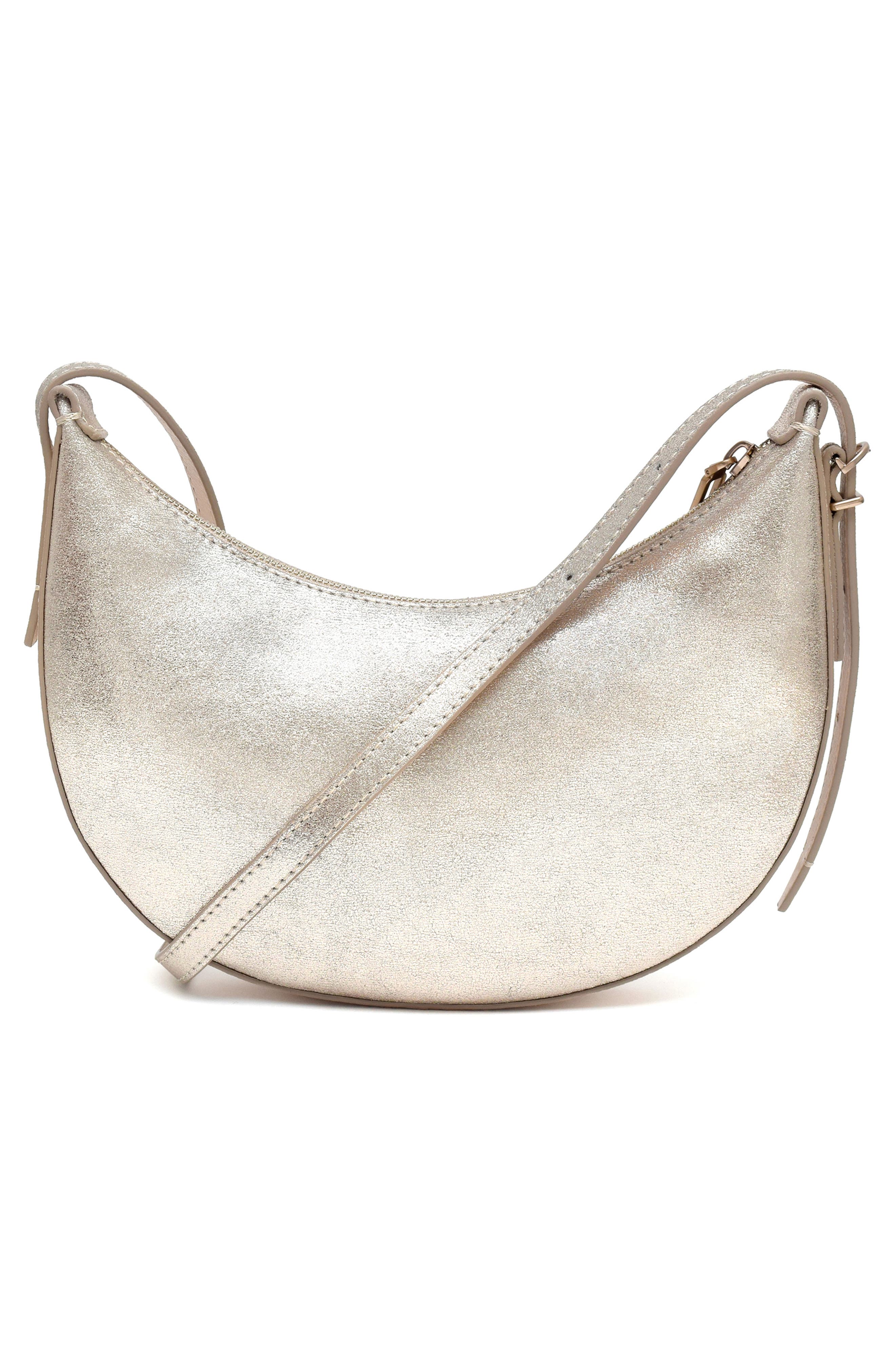 Thacker Silas Shimmer Leather Crossbody Bag, Alternate, color, Champagne