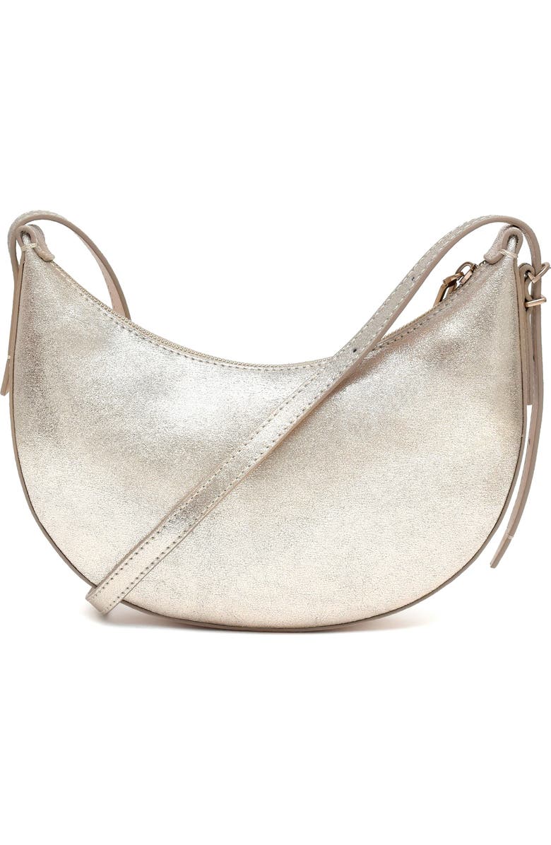 Thacker Silas Shimmer Leather Crossbody Bag, Alternate, color, Champagne