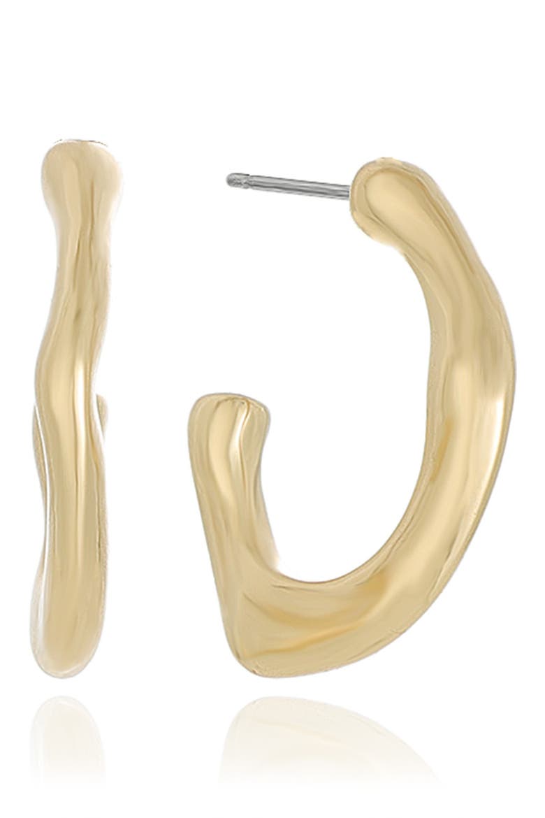 Wavy Half Hoop Earrings, Main, color, GOLD