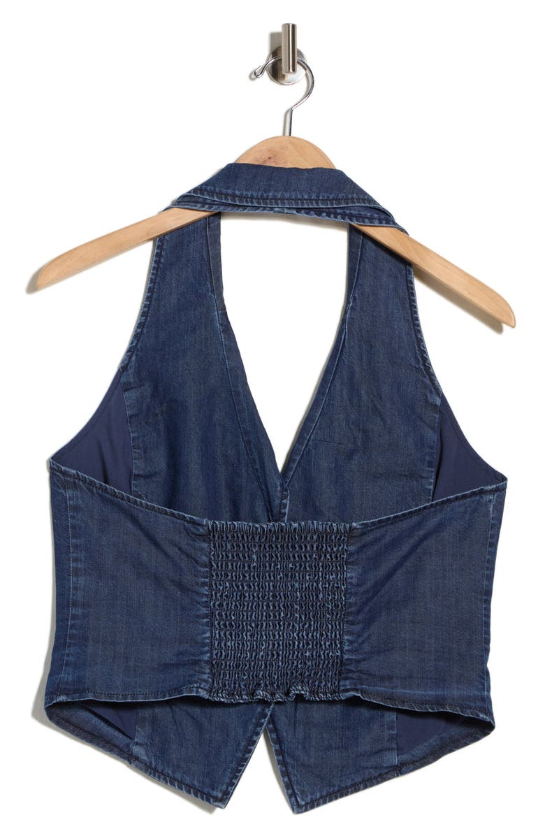 Good American Denim Halter Vest, Alternate, color, Indigo1187