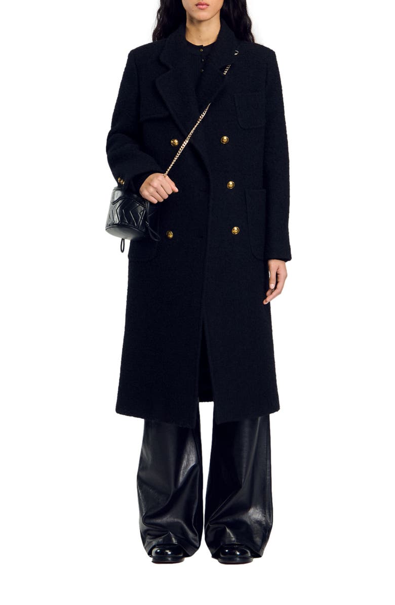 SANDRO Long double-breasted coat, Alternate, color, 