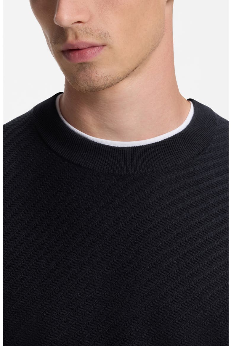 H-Lofranco Textured Cotton Crewneck Sweater, Alternate, color, DARK BLUE