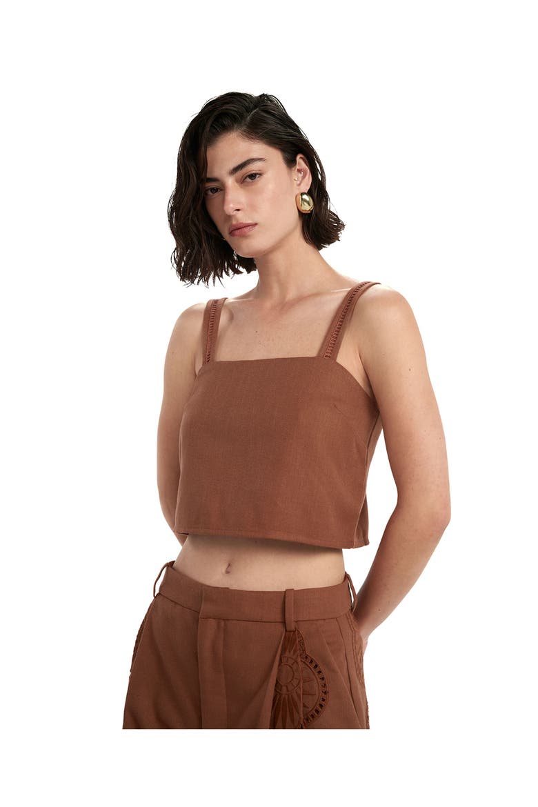 Resort Embroidered Crop Top Cover-Up, Main, color, Brown