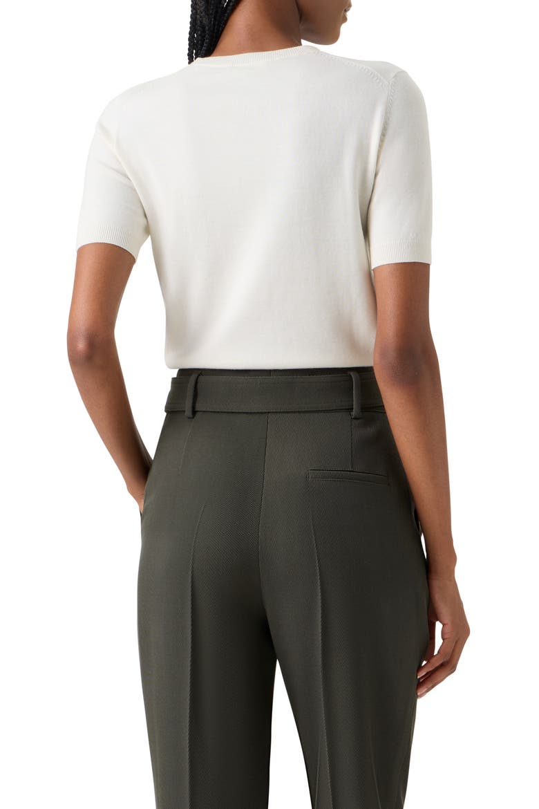 Relaxed Fit Short Sleeve Virgin Merino Wool Sweater, Alternate, color, CREAM