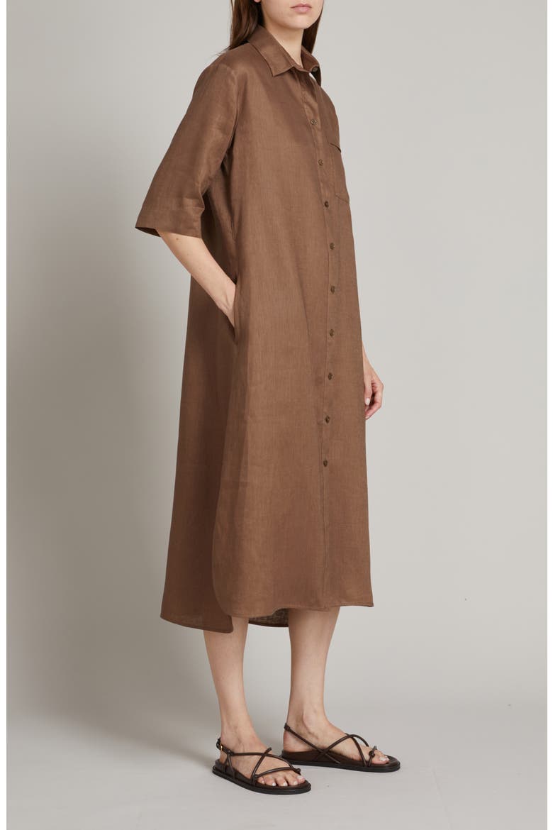 Tabella Belted Linen Shirtdress, Alternate, color, HAZELNUT BROWN