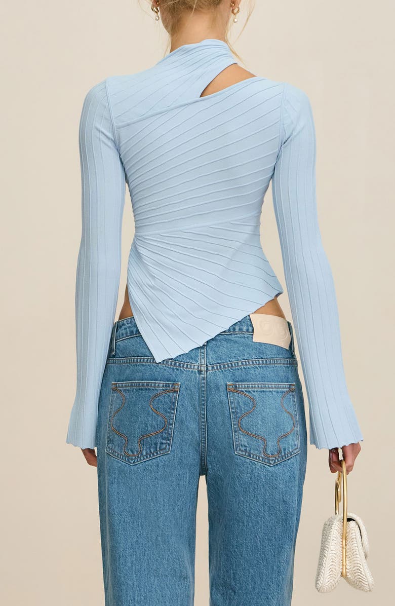 Cult Gaia Tayla Rib Asymmetric Top, Alternate, color, Coastal