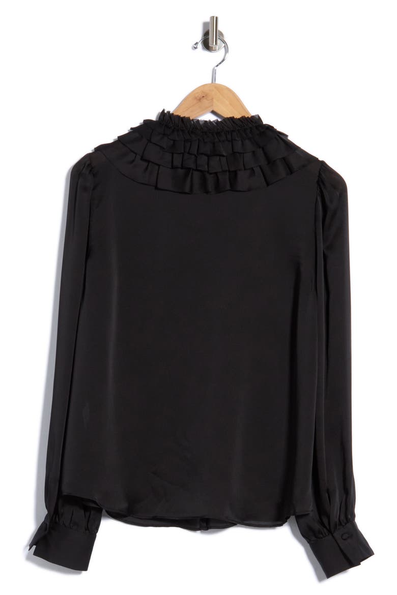 Rouen Ruffle Silk Blouse, Alternate, color, NOIR