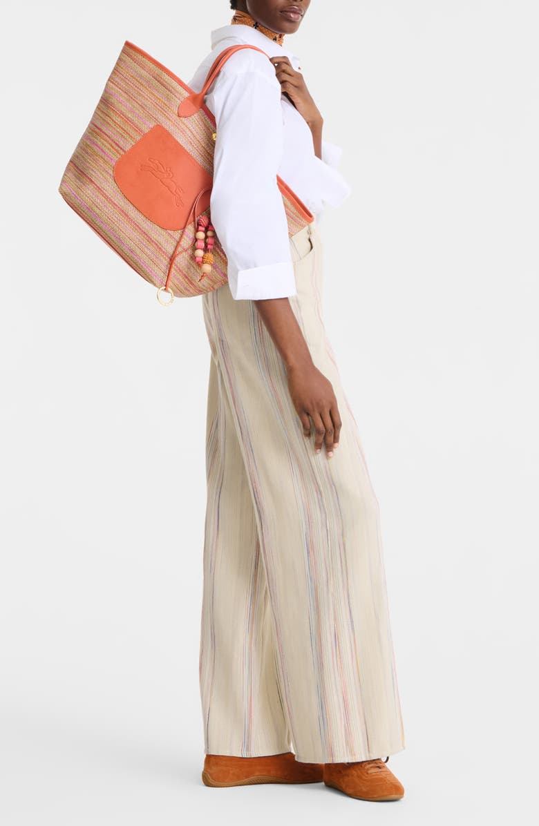 Longchamp Large Le Pliage Panier Rainbow Raffia Tote, Alternate, color, Rainbow