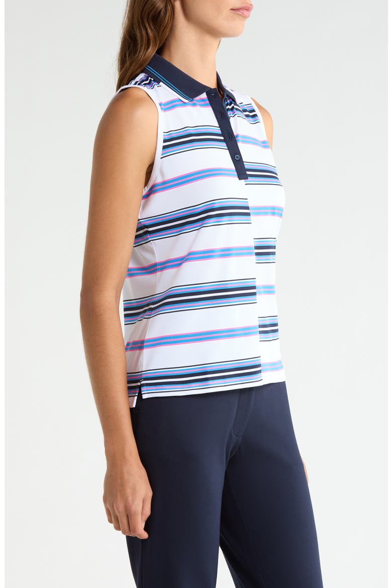 Offset Stripe Performance Sleeveless Polo, Alternate, color, SNOW / KNOCKOUT PINK