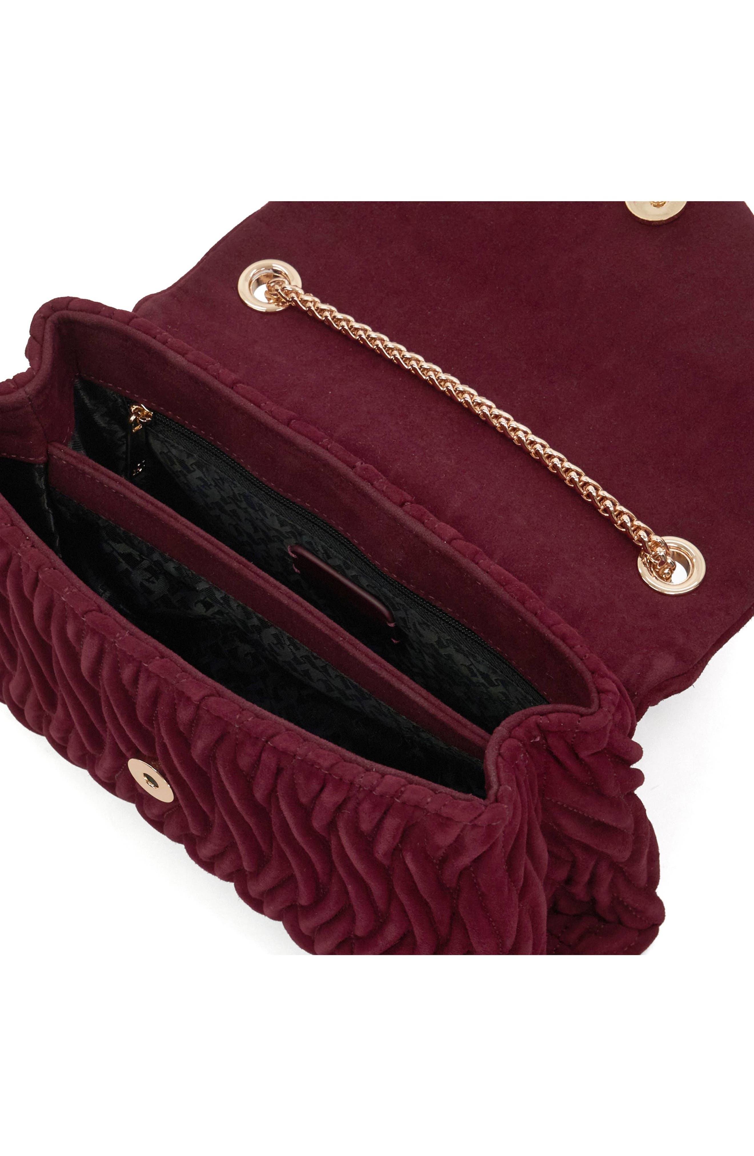Darling Matelassé Suede Crossbody Bag, Alternate, color, BURGUNDY
