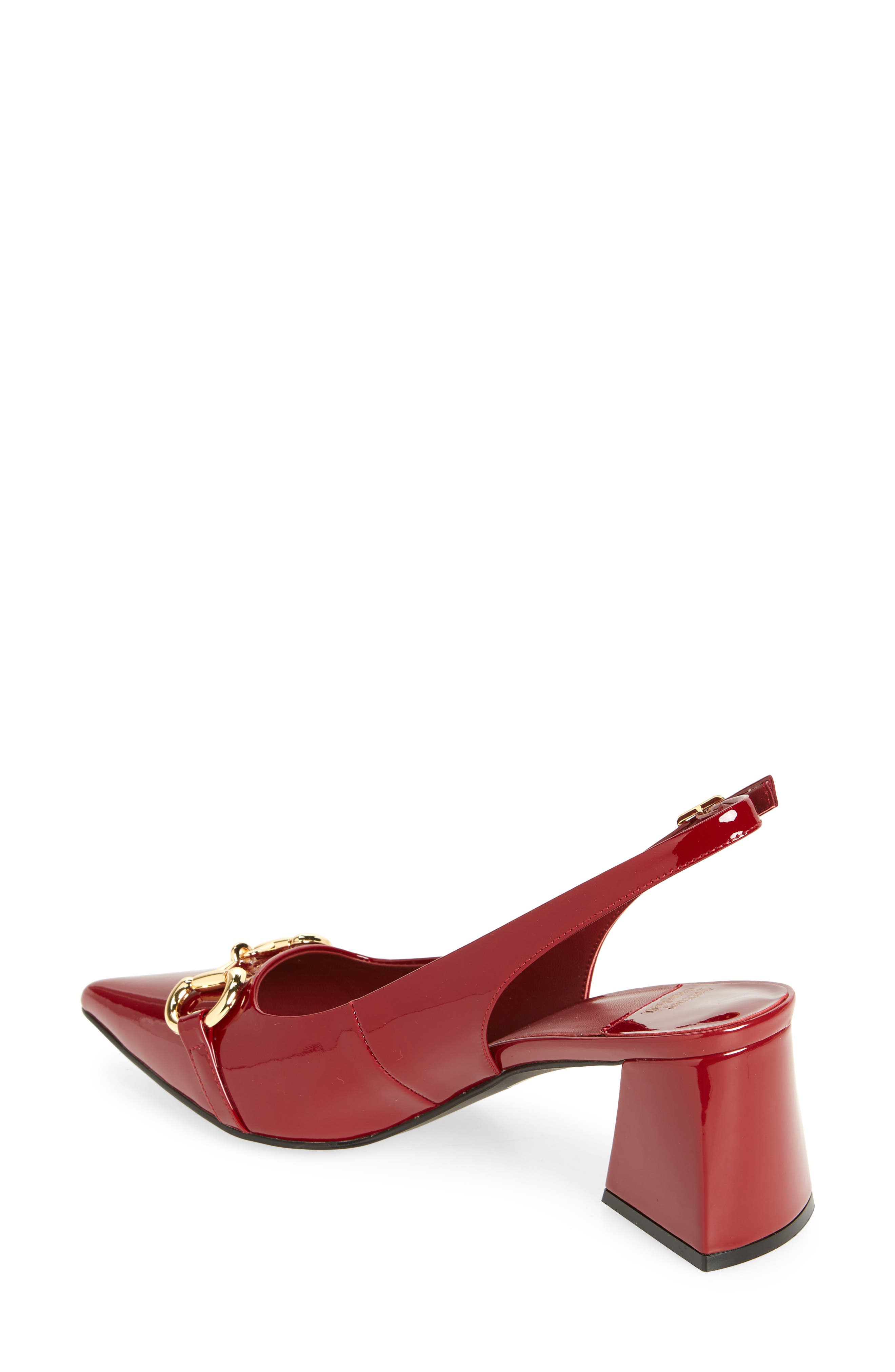 Nakita Pointed Toe Slingback Pump, Alternate, color, CHERRY RED PATENT GOLD